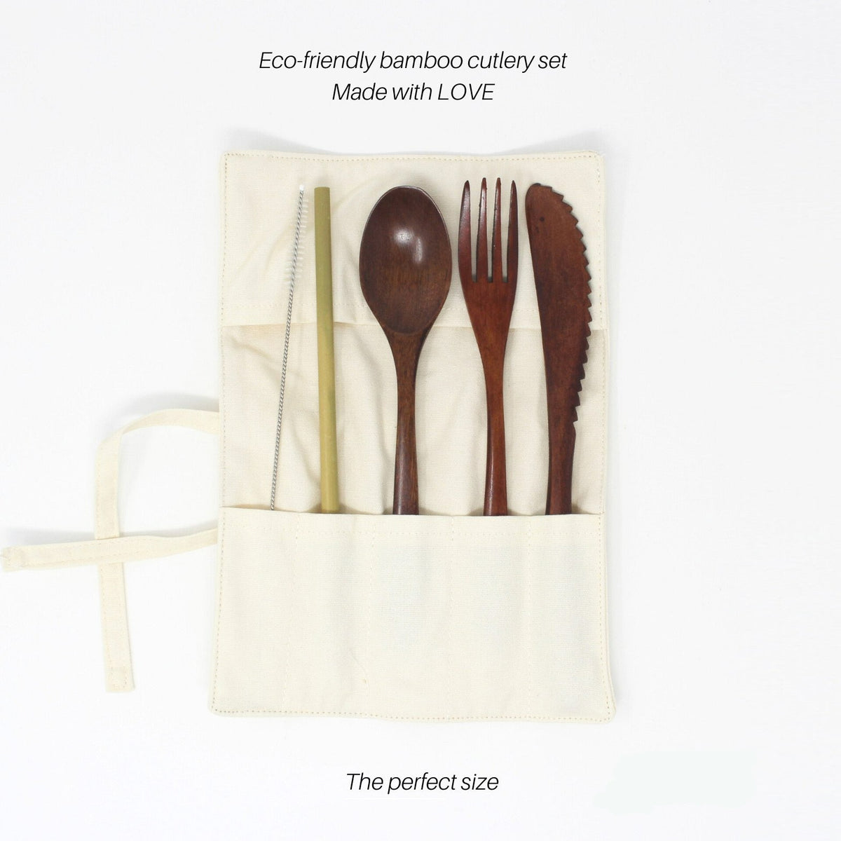 5 Pcs Reusable Bamboo Cutlery Set with Case | Eco Bravo UK