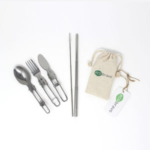 
                  
                    Foldable Stainless Steel Cutlery Set with Travel Bag
                  
                