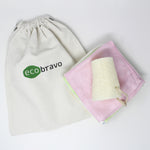 5 Pack Bamboo Cleaning Cloths with Reusable Bag- All from Natural Fabric