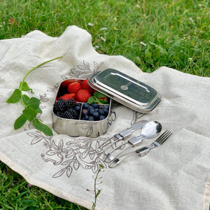 
                  
                    Stainless Steel Lunchbox Set with Reusable Cutlery and Bag (3 Compartments)
                  
                